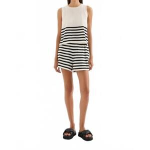 Nude Lucy Ivory and Black Striped Crop Top